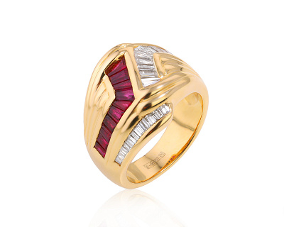 Золотое кольцо с рубинами 1.12ct и бриллиантами 0.95ct 020424/25