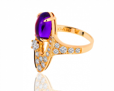 Оригинальное золотое кольцо с аметистом и бриллиантами 0.90ct Bvlgari 121018/3