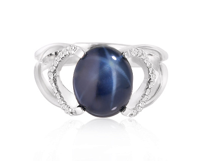 Оригинальное золотое кольцо со звездчатым сапфиром 4.55ct Maxim Demidov 280425/КМ181