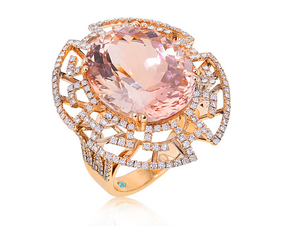 Золотое кольцо с морганитом 15.47ct Evgeny Matveev 140425/Б95