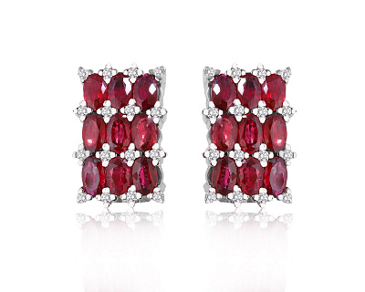 Золотые серьги с рубинами 5.45ct и бриллиантами 0.29ct 130225/8