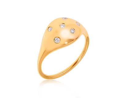 Оригинальное золотое кольцо с бриллиантами 0.10ct Ale 180624/6