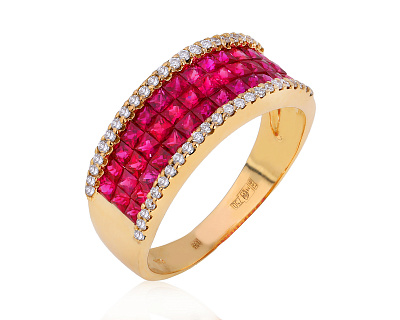Золотое кольцо с рубинами 1.17ct и бриллиантами 0.23ct 280525/2