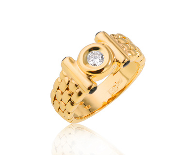 Золотое кольцо с сапфирами 0.10ct и бриллиантом 0.14ct 060524/14