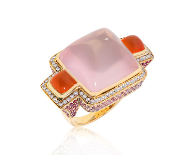 Оригинальное золотое кольцо с розовым кварцем 17.85ct Zorab 020624/12