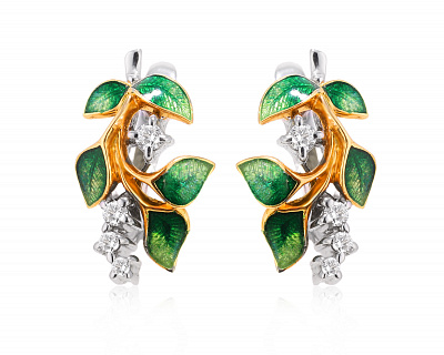 Оригинальные золотые серьги с бриллиантами 0.19ct Мастерская Агафоновых 130525/2