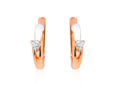 Золотые серьги с бриллиантами 0.14ct 201024/3
