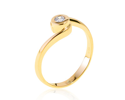 Нарядное золотое кольцо с бриллиантом 0.10ct 221121/5