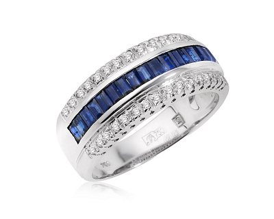 Золотое кольцо с сапфирами 0.60ct и бриллиантами 0.18ct 180525/4