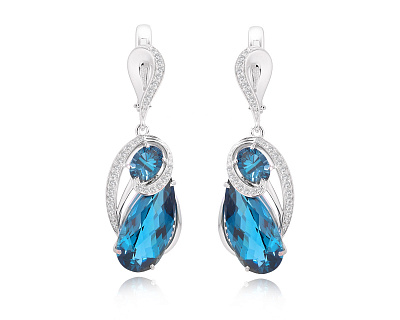 Золотые серьги с топазами 14.80ct и бриллиантами 0.38ct 160525/4