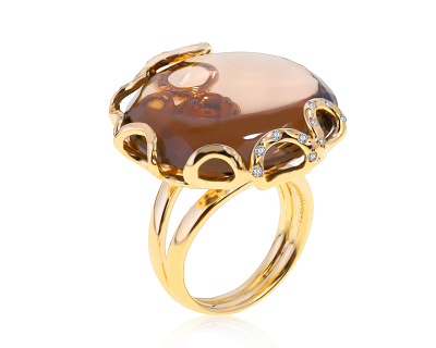Оригинальное золотое кольцо с раухтопазом 30.88ct Calgaro 181121/4