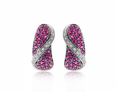Роскошные золотые серьги с рубинами 1.20ct 121120/5