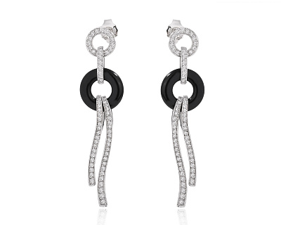 Оригинальные золотые серьги с ониксом 2.00ct Ikebana Preziosi 171024/18