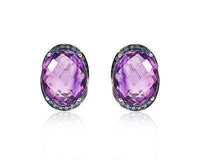 Золотые серьги с аметистами 25.60ct и бриллиантами 0.91ct 130225/5