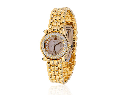 Оригинальные золотые часы с бриллиантами 1.22ct Chopard Happy Sport 210225/КМ9