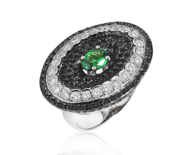 Золотое кольцо с тсаворитом 0.80ct и бриллиантами 2.39ct 191224/1