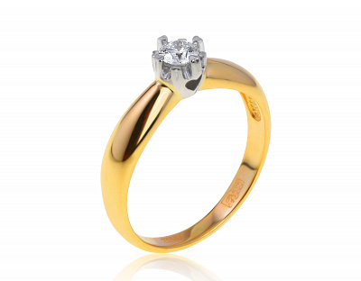 Престижное золотое кольцо с бриллиантом 0.22ct 260721/13
