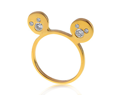 Миниатюрное золотое кольцо с бриллиантами 0.26ct 300721/5