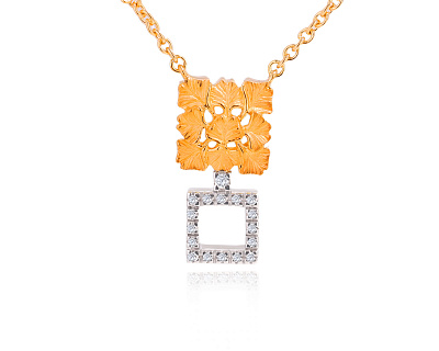 Оригинальное золотое колье с бриллиантами 0.09ct Carrera y Carrera Ginko 290325/11