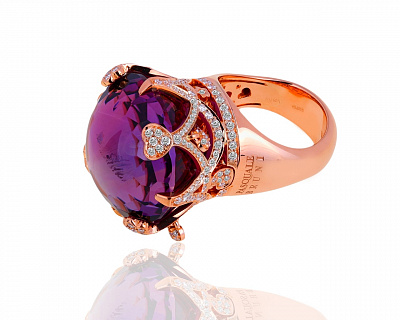Оригинальное золотое кольцо с аметистом и бриллиантами 1.60ct Pasquale Bruni 021118/13