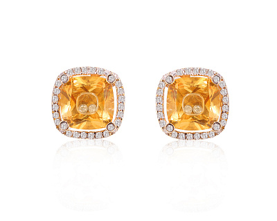 Золотые серьги с цитринами 4.60ct и бриллиантами 0.27ct 280125/7
