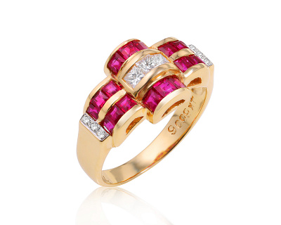 Золотое кольцо с рубинами 0.99ct и бриллиантами 0.24ct 170524/9