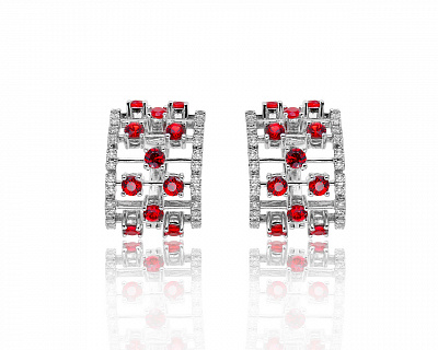 Романтичные золотые серьги с рубинами 2.40ct 071119/8