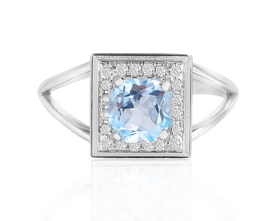 Золотое кольцо с топазом 1.11ct и бриллиантами 0.12ct 160325/2