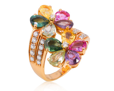 Оригинальное золотое кольцо Bvlgari Sapphire Flower 030325/5