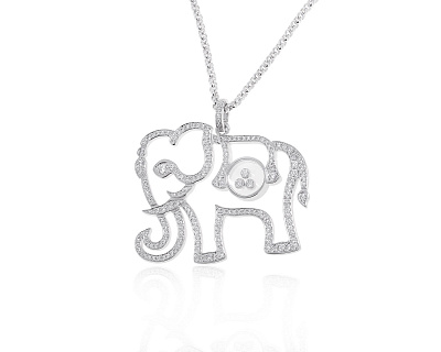 Оригинальный золотой кулон Chopard Happy Diamonds Elephant 100822/1