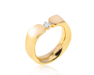 Оригинальное золотое кольцо с бриллиантом 0.15ct Damiani 150922/6