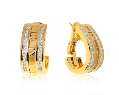Оригинальные золотые серьги с бриллиантами 1,40ct Tiffany&Co Atlas 080621/1