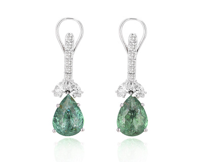 Золотые серьги с турмалинами параиба Мозамбик 4.25ct Evgeny Matveev 040625/Б141