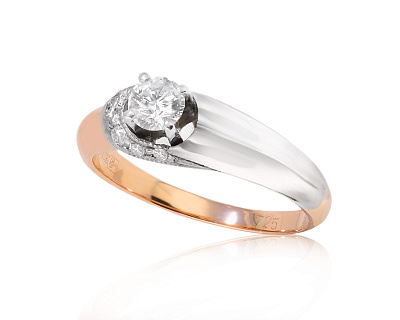Золотое кольцо с бриллиантами 0.34ct 210225/2