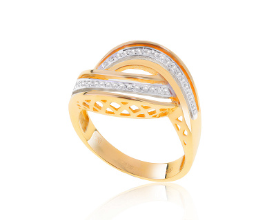 Красивое золотое кольцо с бриллиантами 0.14ct 140222/2