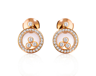 Оригинальные золотые серьги Chopard Happy Diamond 261124/12