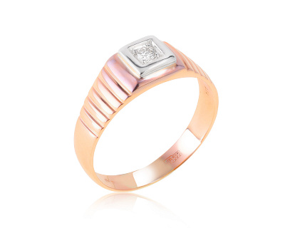 Изящное золотое кольцо с бриллиантом 0.10ct 140123/2