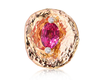 Оригинальное золотое кольцо с розовым топазом 6.50ct German Kabirski 100425/2
